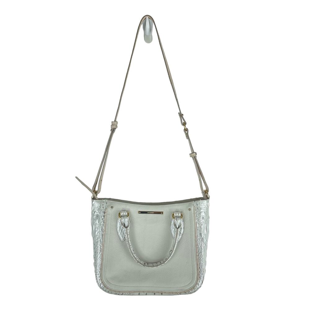 Brahmin Small Lena Satchel Bag Toasted Macaroon Macaroon Marais Leather - Picture 14 of 14